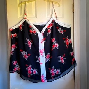 City Chic Black Chiffon Lined Floral Camisole Tank Top Size 3XL